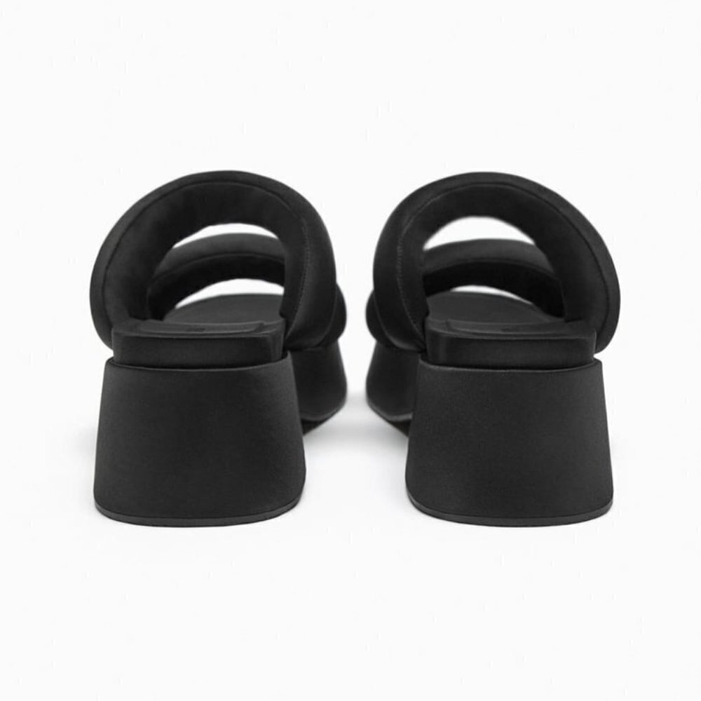 ZARA PADDED STRAP FLATFORM SANDALS  BLACK SIZE 8 | 1344/110 - Picture 4 of 14